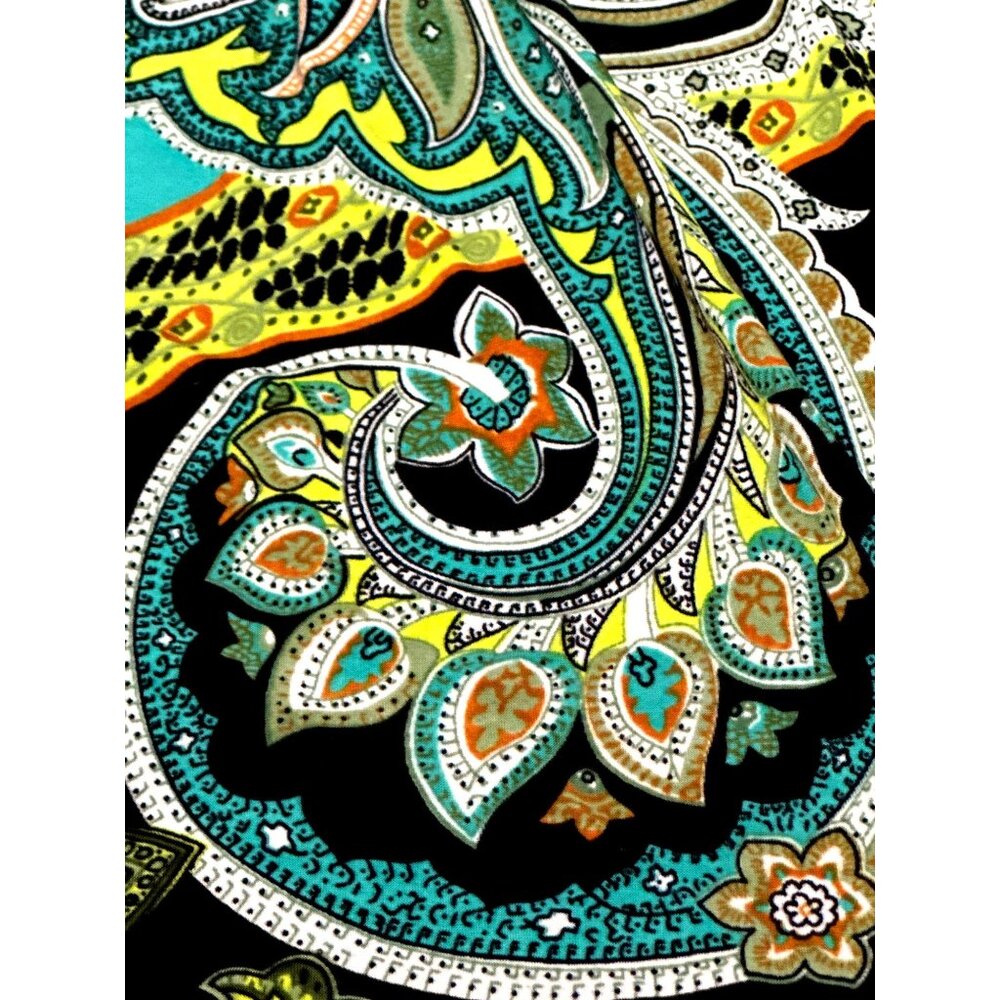5th Love Large Turquoise Lime Green Black Printed Boho Dress Summer Vacation - Picture 8 of 13